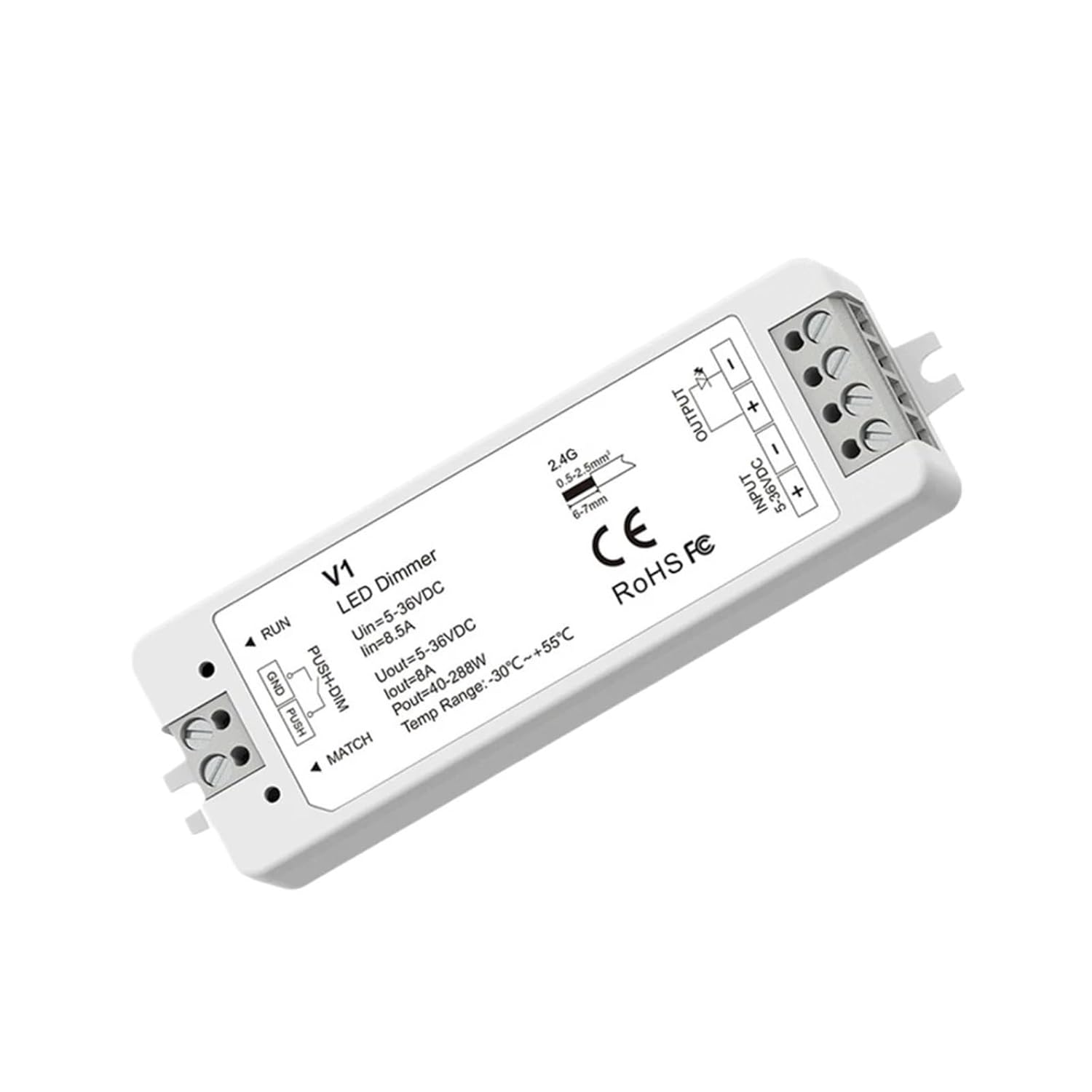 LED CV Controller DC 5V 12V 24V 36V dimmer with Push dimming Fade in and Fade Out Mode Automatic Transmission Function 1CH 8A