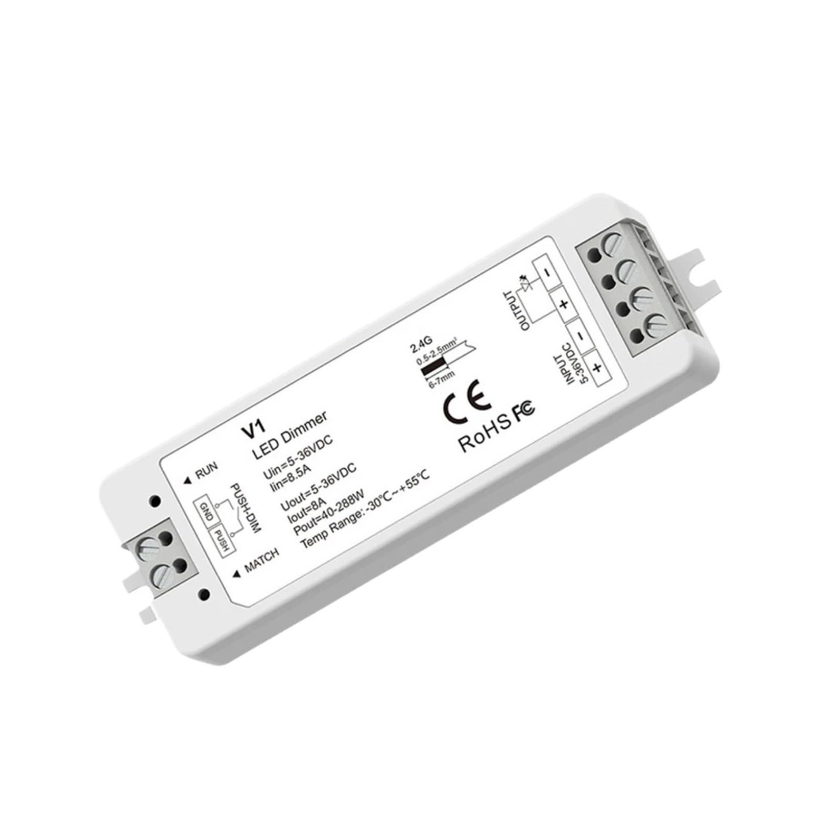 Dimmer LED contra parpadeos con transmisión automática y control de empuje 8A