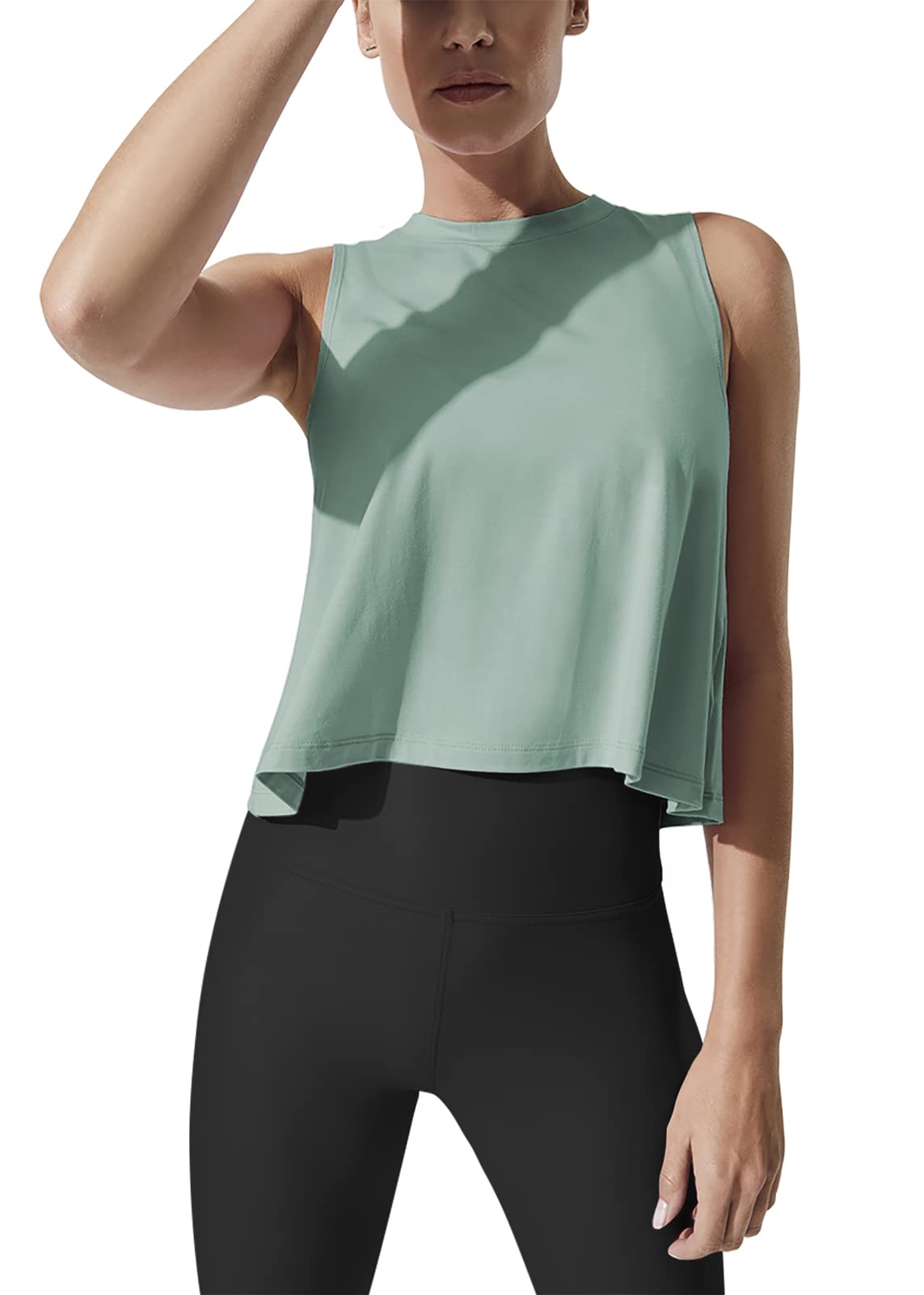 Mippo Crop Tops for Women Womens Workout Tops Flowy Cropped Tank Tops Athletic Shirts