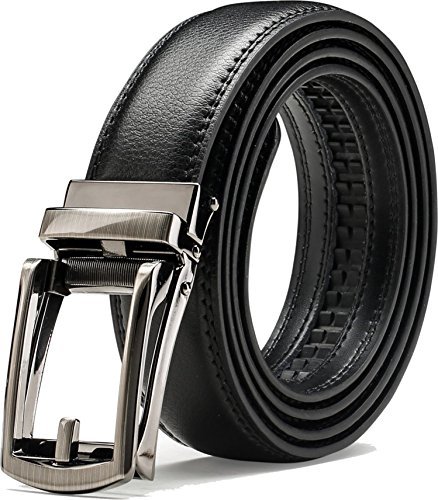 Men's Comfort Genuine Leather Belt with One Click Buckle, Fit for 27-46" (Comfort belt-13)