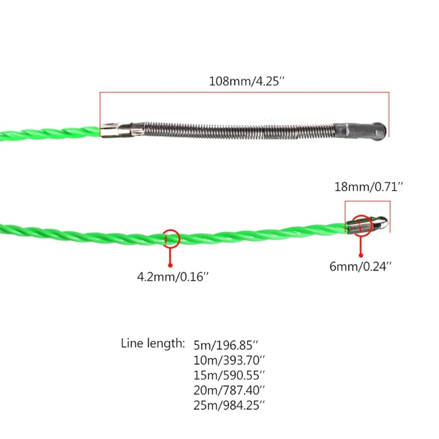 Trunking Solid 5 Meters 25 Meters Electrical Wire Cable Puller Fish Tape Puller Device Construction Electrician Hand Tools Connector Loom (Size : 25Meter)