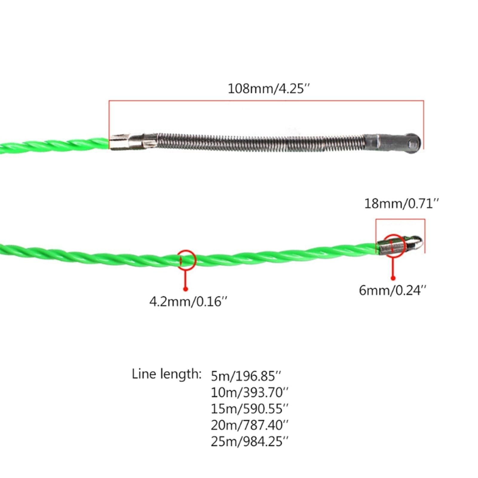 Cable eléctrico, dispositivo de guía de cable eléctrico, tirador de cable de 5 y 25 metros, herramientas manuales for electricistas de construcción(RED,25meter)