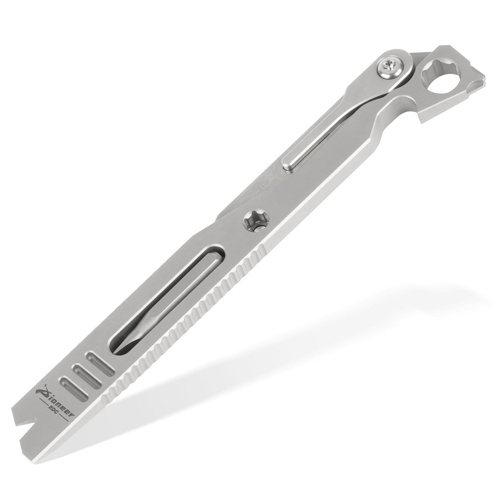 PioneerEDC Titanium Pry Bar, Portable EDC Prybar Multitool with Bottle Opener, Nail Puller, Hex Wrench, Screwdriver, Mini Crowbar for Everyday Carry and Camping Accessories
