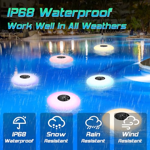 Drcowu Solar-Poollicht, schwimmendes Solar-Poollicht mit Fernbedienung, 16 RGB-Farben wechselnde wasserdichtes schwimmendes Solarlicht für Swimmingpools, Garten, Rasen und Außendekoration