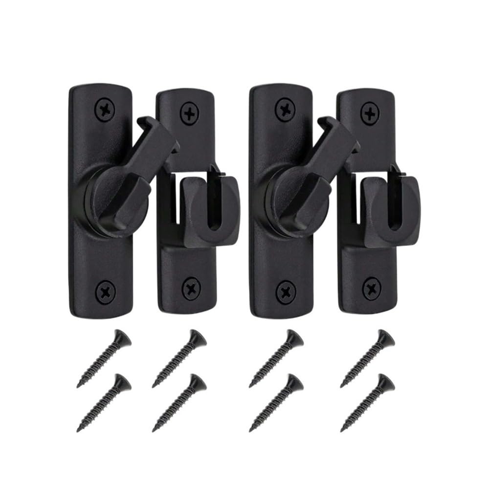 Dazhua Black 2Pcs Punch-Free Hasp Latch Door Lock For Cabinet, Barn Door, Sliding Door