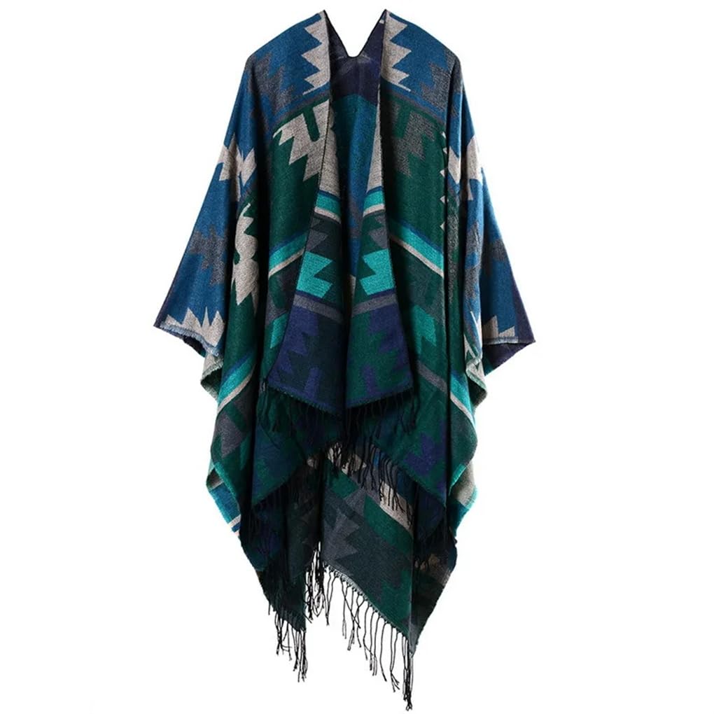 Mantelli da donna con stampa a nappa, maglione ispessito, scialle, sciarpa, autunno, inverno, classico, mantelle cardigan