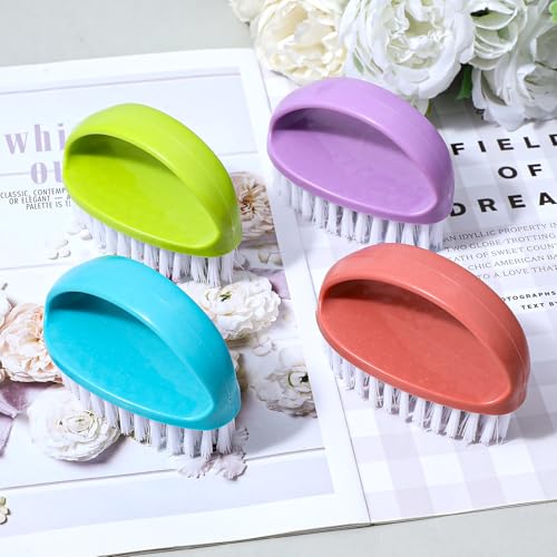Image of 12 Pcs Small Scrub Brushes, 4 inch Heavy Duty Stiff Bristles Cleaning Brushes, Durable Small Cleaning Brush for Bathroom, Showe, Sink, Kitchen, Bathtub, Floor (4 Colors)