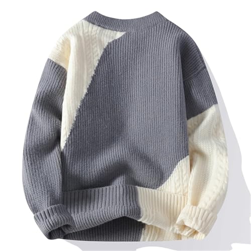 Mens Stripe Graphic Sweaters Crew Neck Loose Knittwear Thick Warm Pullovers Sweater Jumper2