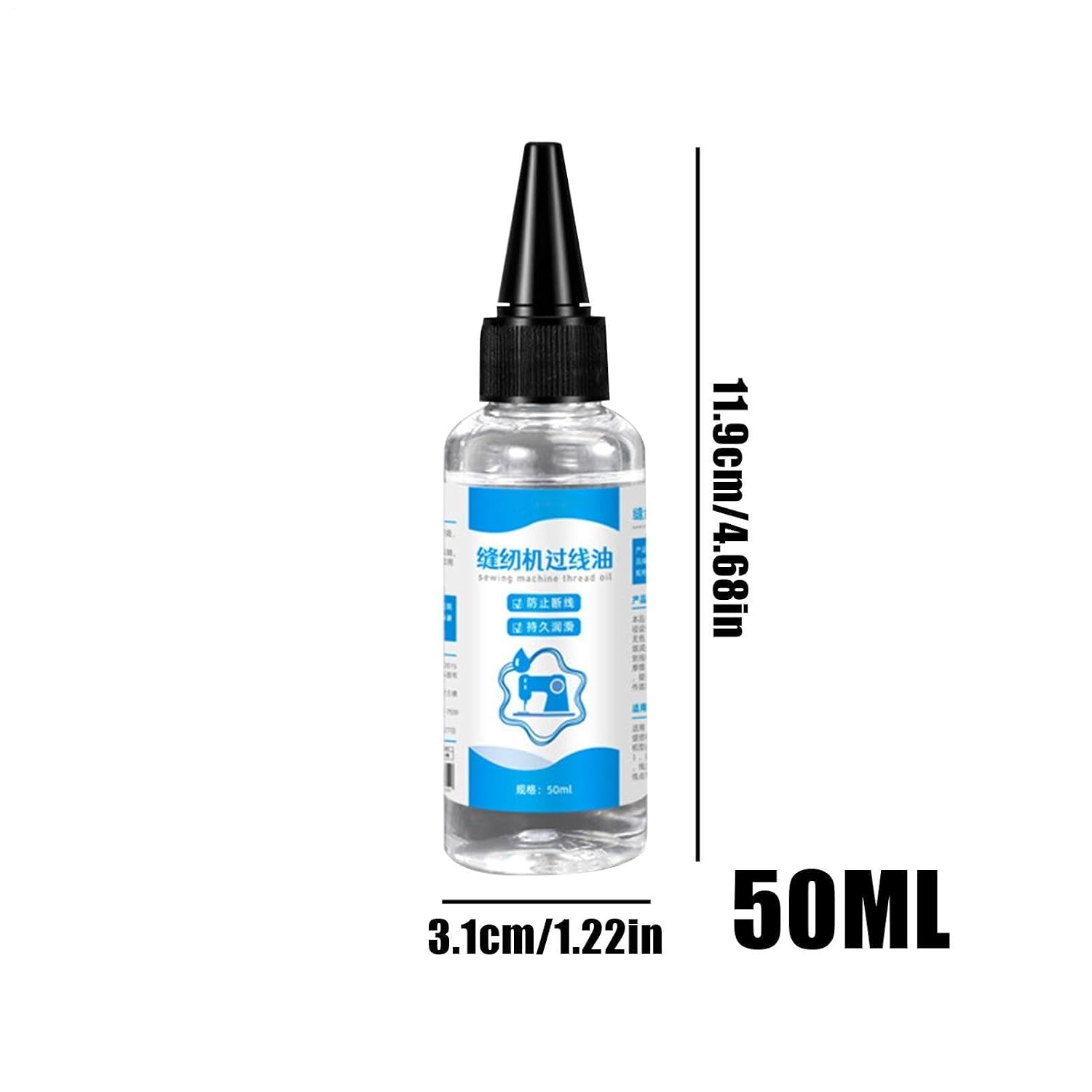 Friction Reducing Fluid, Smooth Sewing Machine Oil, 5.51x1.18 Inches Liquid with Precise Tip, Clear Thread Guide Lubricant, Needle Bar Oil with Leakproof Bottle, Mechanical Grease for Tailors