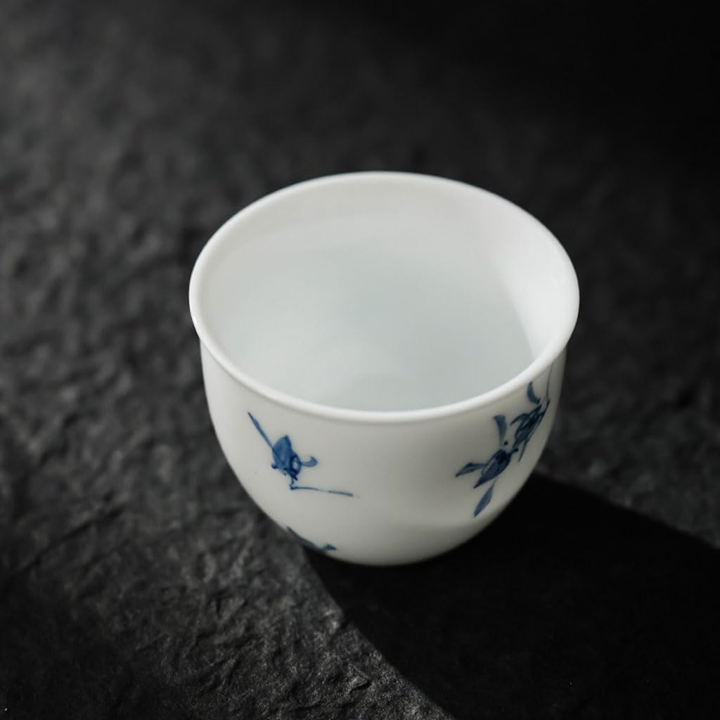 GSOUL Kungfu Tea cup Household Jar Cup Hand-painted Butterfly Orchid Tea Single Personal Host Ceramic Kung Fu Set Small Tea Cups
