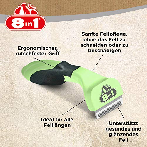 8in1 Coat DeShedder S - Unterfellbürste für kleine Hunde, für Kurzhaar und Langhaar geeignete Hunde-Bürste zur Entfernung der Unterwolle, grün