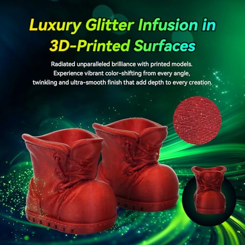 Image of FLASHFORGE Xmas Series Rapid PLA Filament Aurora Red, High Flow Speedy 3D Printer Filament Max 500mm /s High-Speed Printing, Radiated Unparalleled Brilliance, Twinkling and Ultra-Smooth Finish