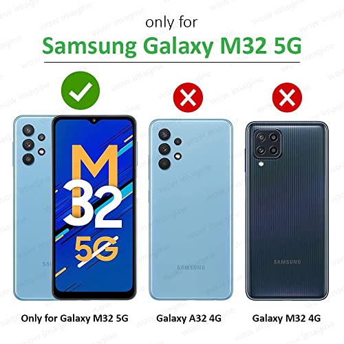 Image of WOW IMAGINE Shock Proof Clear Back Case Mobile Cover for Samsung Galaxy M32 5G 2021 (Hard | Hybrid PC + TPU | Full Armour Device & Camera Protection | Black)