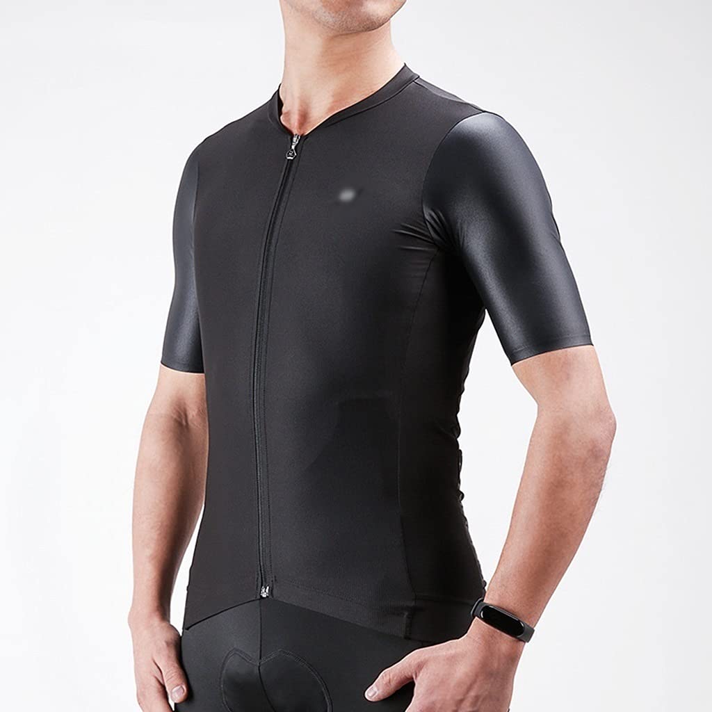 Męska odzież kolarska Męska jazda na rowerze Triathlon Jersey Bike Elastyczność Oddychająca Szybka sucha koszula rowerowa z krótkim rękawem, czarna Męskie koszulki kolarskie(S)