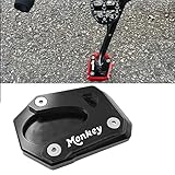 FOR ホンダモンキー125 Monkey 125 2025 2024 2018 2019 2020 2021 2022 2023オートバイCNCキックスタンドフットサイドスタンドエクステンションパッドサポートプレート拡大スタンド (黒)