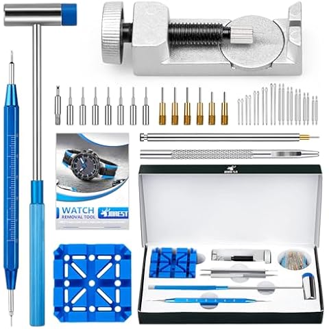 JOREST Watch Link Removal Tool Kit, Watch Band Tool for Watch Repair, Bracelet Adjustment, Replacement and Resizing, Watch Strap Link Remover, with 10 Spring Bars, 10 Pins, User Manual Cover