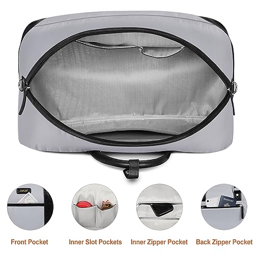 Image of Weekender Bag for Women, Large Overnight Bag Canvas Travel Duffel Bag Carry On Tote with Shoe Compartment 21 inch 3Pcs Set, A19-black+dark Grey, Large, Practical and Fashion