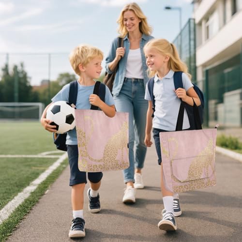 Sac de courses étanche imprimé léopard avec fermeture éclair pour école