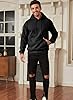JMIERR Mens Black Hoodies Casual Cotton Hooded Sweatshirt Drawstring Pullover Hoodie for Men Long Sleeve Tops,Black,XXX-Large #2