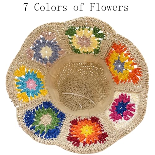 Sombrero de paja tejido para mujer KORADI estilo bohemio miniatura 3