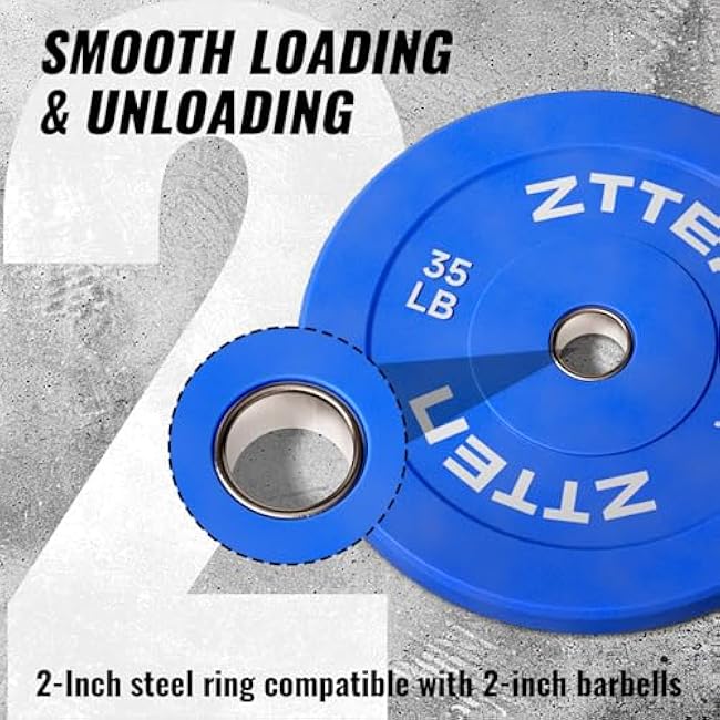 Weight Plates for Barbell 2 Inch - Multicolor - 10/15/25/35/45/55lb Rubber Plates for Home Gym, Weightlifting, and Strength Training, Single, Pair and Sets