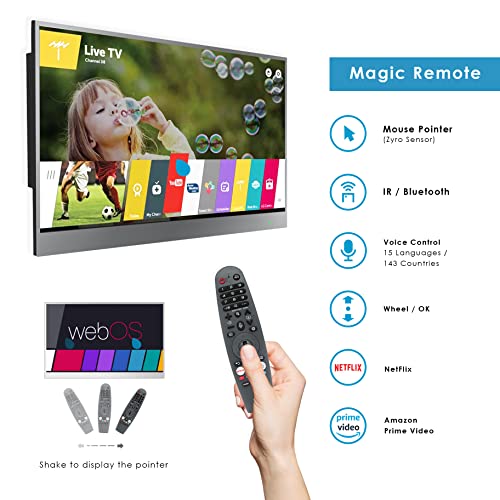 Soulaca 22-Zoll-Spiegelfernseher,Smart TV für Badezimmer, Digital/Analog-Tuner, Mirror Panel, Magic Remote, wasserdicht, Netflix, integrierte Lautsprecher,Modell 2024 – Bild 5
