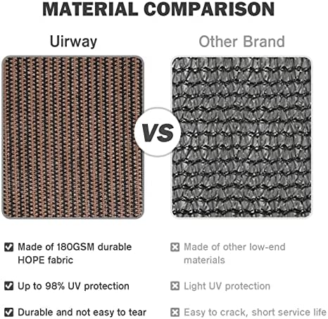 UIRWAY Privacy Screen Balcony Fence 3'x16.5', Garden Courtyard Privacy Fence Screen with Zip Ties UV Protection, for Animal Barriers, Decks, Patios, Outdoor Pools, Porches, Condo Railings - Brown — view 5