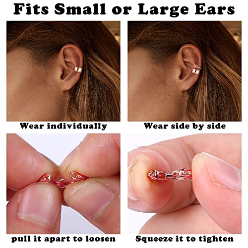 Fasacco 25Pcs Ear Cuff For Women Non Piercing Clip On Cartilage Helix Wrap Earrings Adjustable Ear Clip Non-Piercing Cartilage Earring, Rose Gold #TOP2