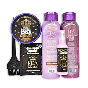 EPA COLOMBIA Keratina | Con BIOTINA, Aceite de Argán, Aceite de Ricino, Proteínas y Aminoácidos. Repara, hidrata, suaviza y da brillo espejo. Orgánico. Libre de formol y amoníaco. 100% liso 4-6 meses.
