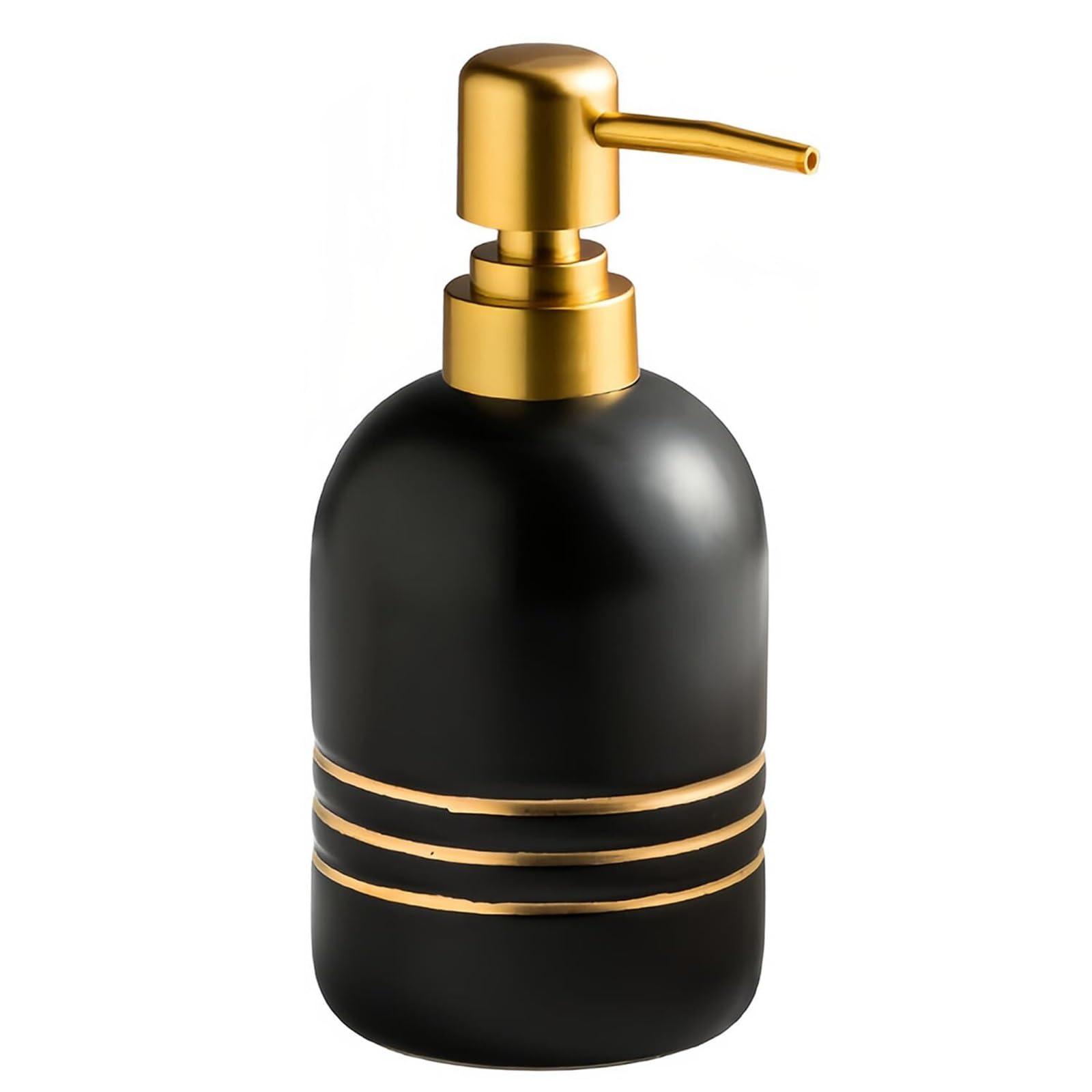 Keramik-Seifenspender mit Pumpe, nachfüllbar, Lotion für Badezimmer, Waschtisch, Arbeitsplatte für Küchenspüle, neues Zuhause (schwarz)