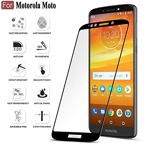 Image of Screen Protector for Motorola Moto E5 -(Black) Tempered Glass Edge-to-Edge 6D Screen Guard With Installation Kit.
