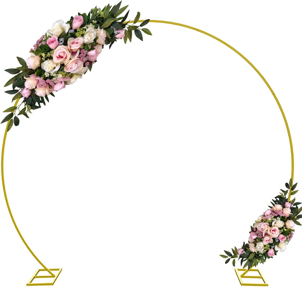 Hcosmy Large Round Background Frame, Gold Metal Round Wedding Balloon Arch Frame, Wedding Anniversary Birthday Party Graduation Event Background Decoration