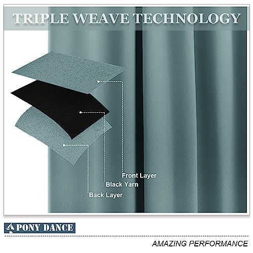 Image of PONY DANCE Small Curtains Blackout, Privacy Energy Efficiency Mini Curtains for Kids Bedroom RV Camper Windows Trailer Bathroom Kitchen Cabinet Window, W 42 x L 36, Fluorescent Blue, 2 Panels