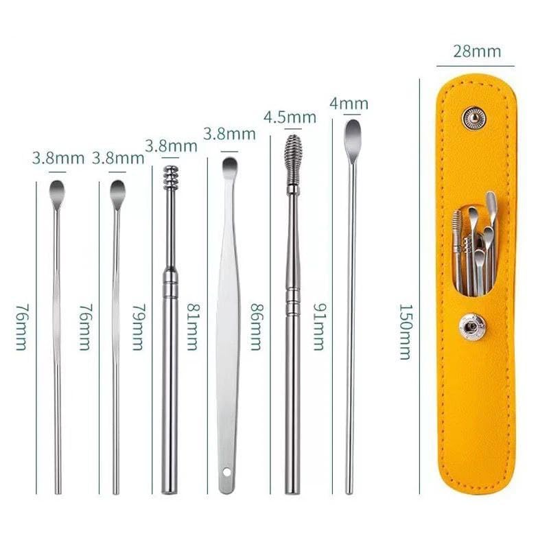 Image of Kedar Earwax Removal Kit - 6-in-1 Spring Ear Cleaner Tool Set with PU Leather Case | Reusable Ear Cleaning Tools for Safe & Hygienic Ear Care at Home or Travel
