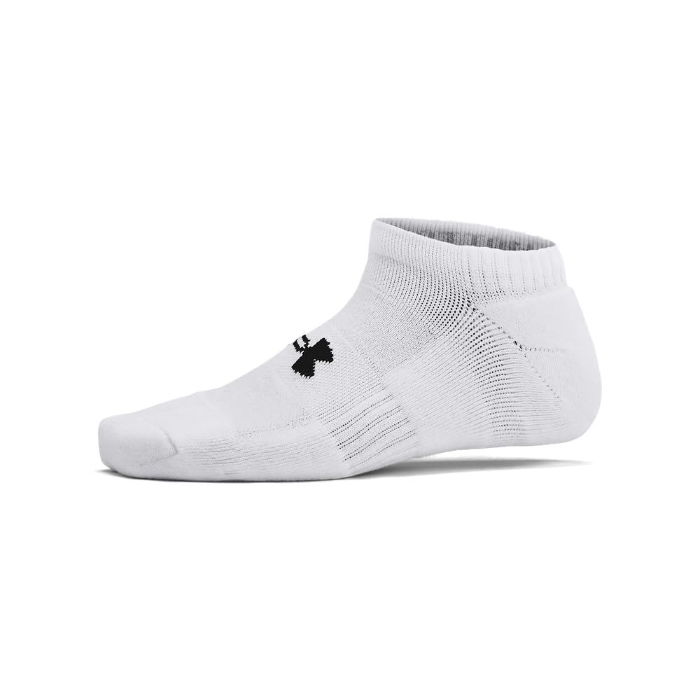 Under Armour Skarpety treningowe dla młodzieży Bawełniane skarpetki No Show 6 sztuk, (100) biały/czarny, S (12 sztuk) dzieci unisex