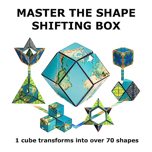 Image of Shashibo Shape Shifting Box - Award-Winning STEM Fidget Toy with Ultra Strong Magnets - Puzzle Cube Transforms Into 100+ Shapes, Perfect Sensory Gift for Kids, Teens, and Adults (Earth)