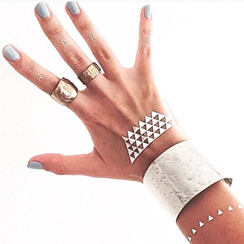 TribeTats Flash Tattoo Body Art | 1 Sheet Metallic Tattoos (16 Total Temporary Tattoos, Including Arrows, Feathers & Pyramids)