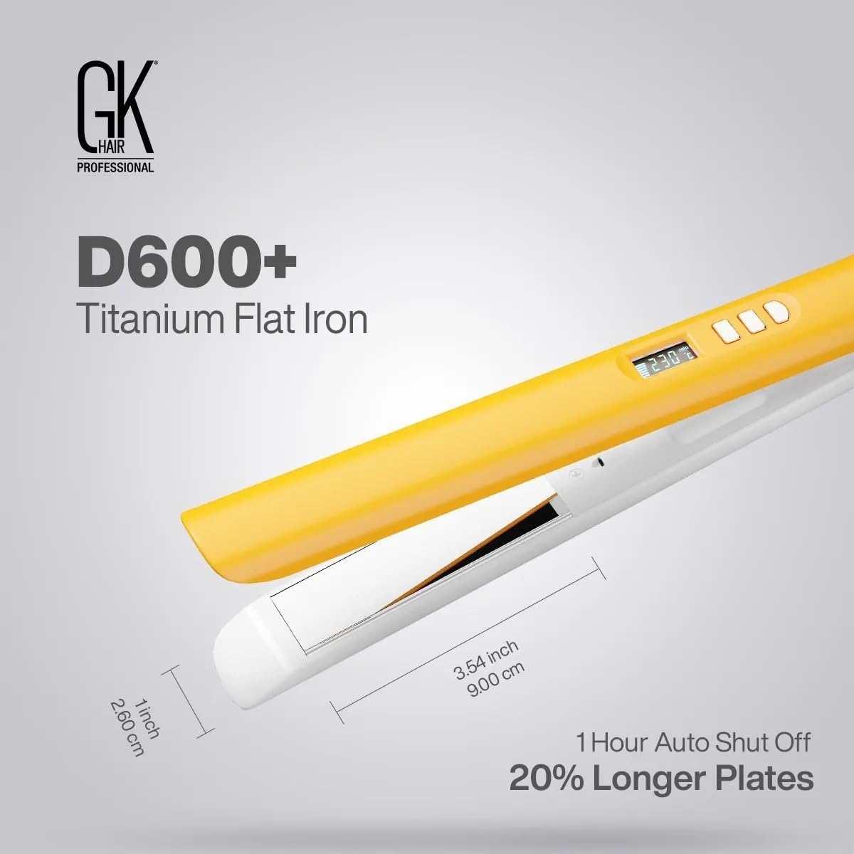 GKhair Global Keratin D700 flache Eisen-Titanplatten mit Nass- und Trocken-Styling-Funktion, automatische Abschaltung, 360 Grad drehbare Schnur, Haar für lockiges