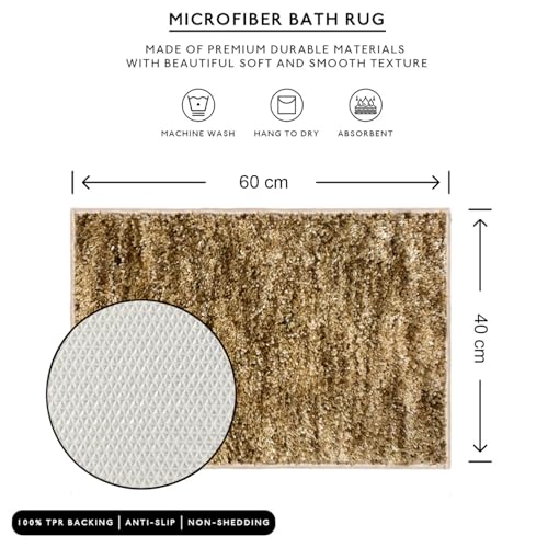 Image of Amazon Brand - Umi Hawai Microfiber Bath Mat Super Soft Non-Slip Washable Multipurpose Bathroom mat, Bedroom Doormat for Home -Anti Gold, (40x60 cm) Pack of 1