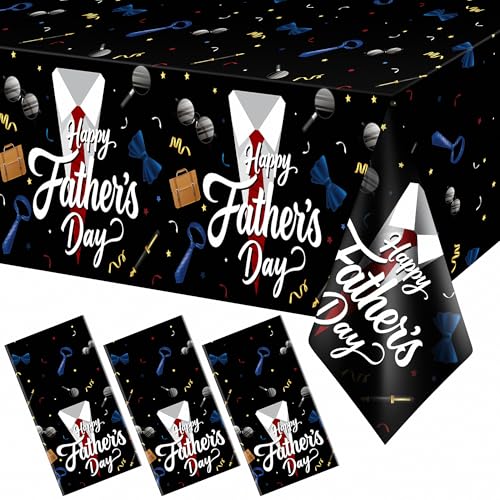 Kelool Fathers Day Decorations 3 Pack Fathers Day Tablecloth Plastic Table Cloth Disposable Tablecloths Rectangular for Party Decorations Table Cloth Cover for Party Decor Supplies 108 x 54 Inch