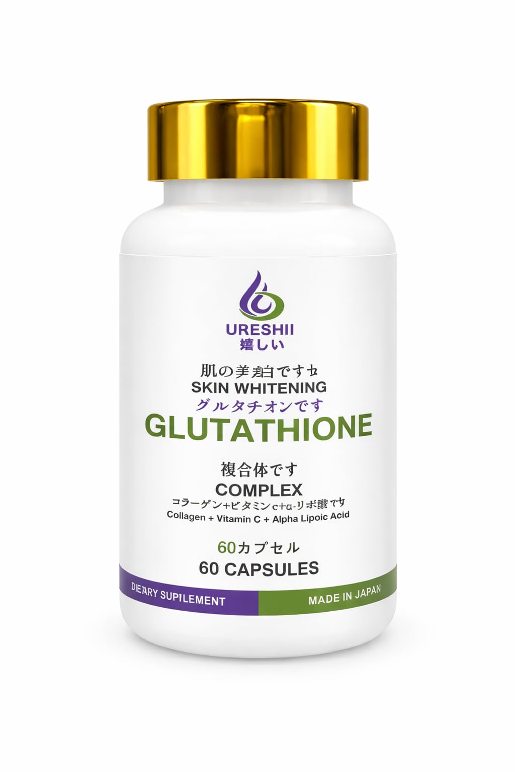 Ureshii Glutathione Complex Capsules – Dietary Supplement with Vitamin C, Collagen & Alpha Lipoic Acid, 60 Capsules: Buy Online at Best Price in UAE