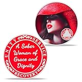 Red Hat Lady Sobriety Coin – A Sober Woman of Grace and Dignity – AA Recovery Medallion for Women – Inspirational Chip Token Gift