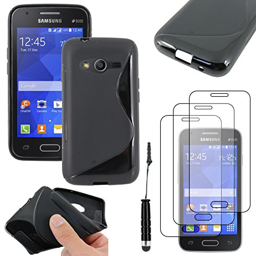ebestStar - Coque Compatible avec Samsung Galaxy Trend 2 Lite SM-G318H, Galaxy V Plus Etui Housse Silicone Gel Souple Motif S-Line +Mini Stylet +3 Films, Noir...