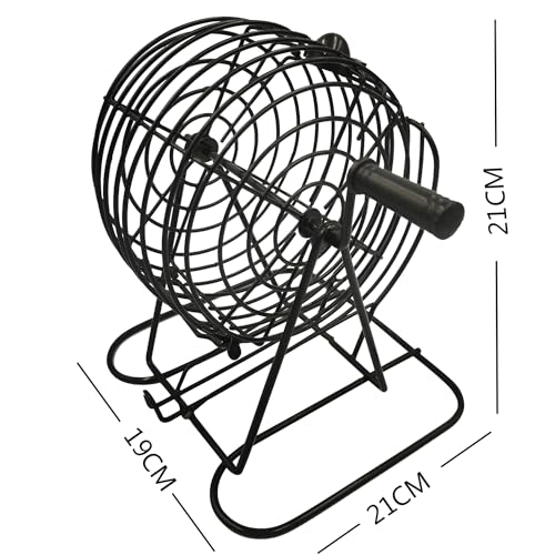 image for SEETOOOGAMES Deluxe Bingo Game Set - 8 Inch Metal Cage, 50 Paper Cards