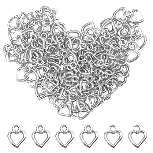 oupados 120 Pièces Coeur Charmes en métal Breloques Coeur en Argent en Métal en Forme de Coeur...
