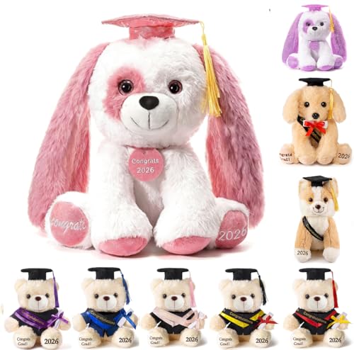 Oukiwi Graduation Gift 8 Inch 2026 Graduation Stuffed Animal Graduation Plush Stuffed Animal (Pink)