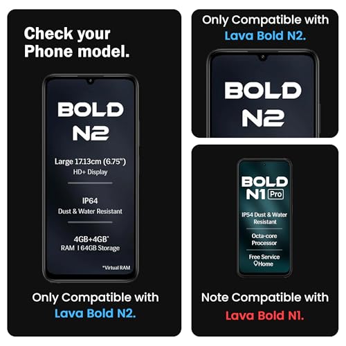 Image of FIRST MART Tempered Glass Screen Protector for Lava Bold N2 - Full-Glue Screen Guard, 3D Edge to Edge, HD Clear, Bubble-Free, Case-Friendly, Black, Pack of 2