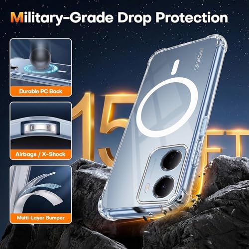 Image of Jkobi Shockproof Crystal-Clear Back Cover for Redmi 15A 5G (Magsafe Wireless Support | Drop & Camera Protection | Hard Polycarbonate)