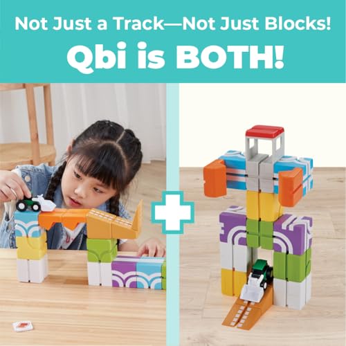 Image of QBI Magnetic Blocks Ages 3+, Wheel Loader & Magnetic Construction Toy Set | 3D Magnetic Track Cubes, Safe ABS Material, 3 Level Shovel, Pretend Play Job Site, Montessori STEM Learning, Birthday Gift