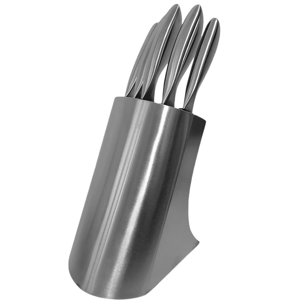 Ceppo Porta coltelli da Cucina Professionali in Acciaio Inossidabile per Cuoco Ristorante Set da 5